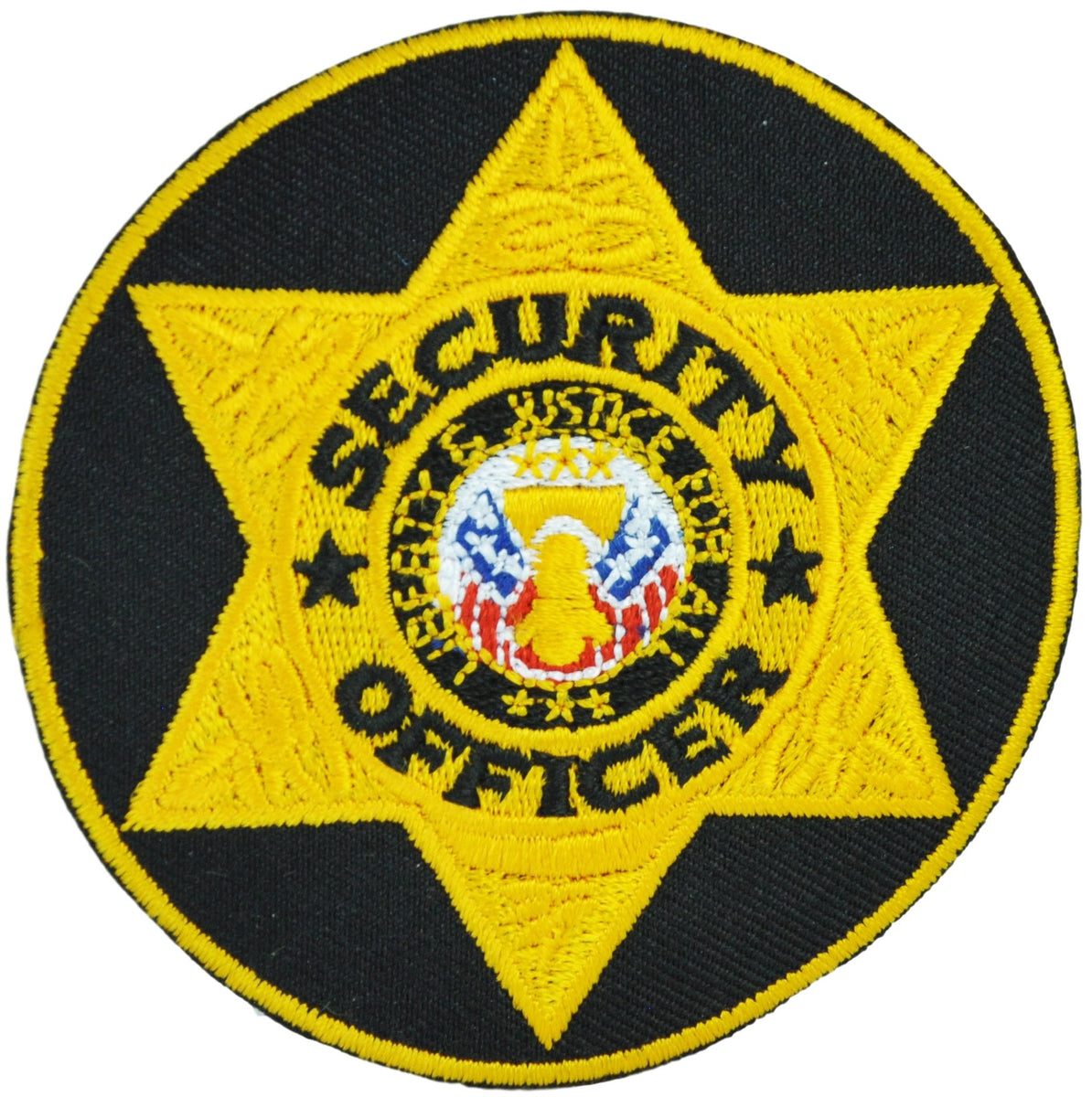 SECURITY OFFICER Badge Patch, Gold/Black, 3 Circle - Emblem Enterprises